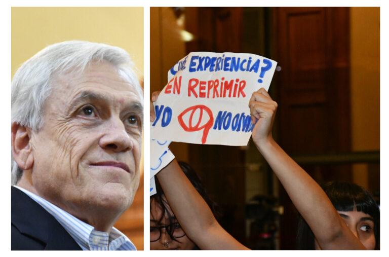 Estudiantes protestan contra Piñera en la UC por violaciones a DDHH: fueron reprimidos y sacados del lugar